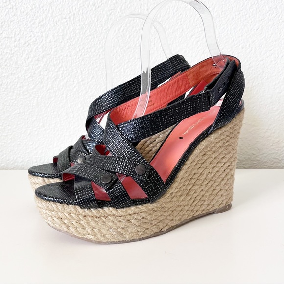 Via Spiga  Karla Black Espadrille Platform Wedges Size 8 - Picture 11 of 11